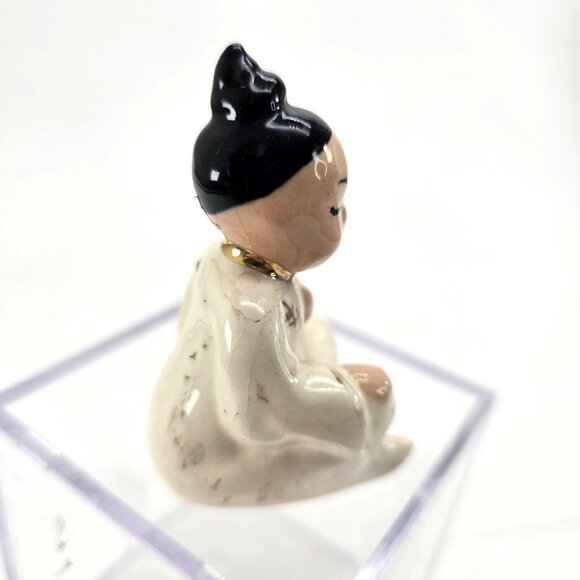 Vintage Seated Oriental Ceramic Figurines Set With Coin Pouch Motif je223 - Picture 5 of 10